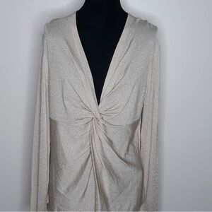 Lafayette 148 Gold Glitter Twist Front Knit XL